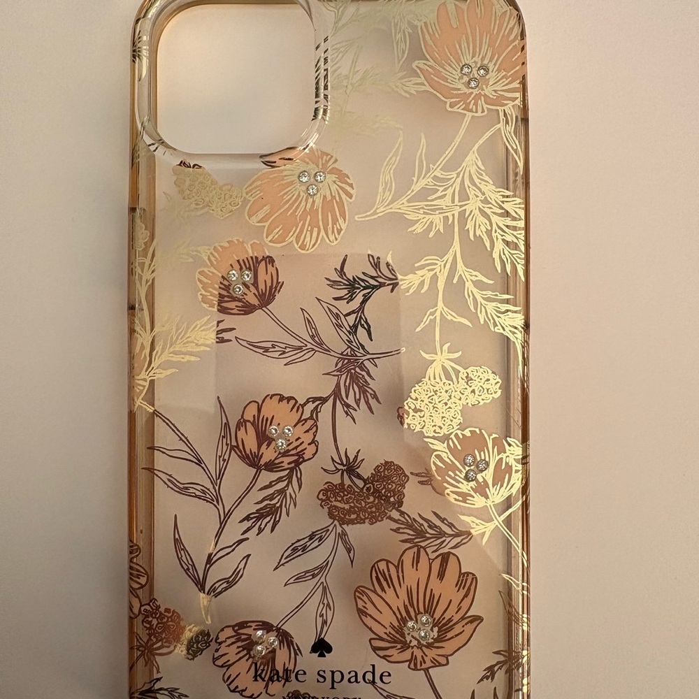 Kate Spade Gold and Brown Floral iPhone 14 Case